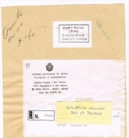 SAN MARINO - STORIA POSTALE - 1989 FRONTESPIZIO DI RACCOMANDATA X  ITALIA  PORT PAYE' -RIF. 2089 - Cartas & Documentos