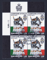 2013 SAN MARINO "JUVENTUS CAMPIONE D´ITALIA 2012/2013" QUARTINA ANNULLO PRIMO GIORNO - Used Stamps