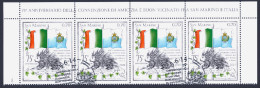 2014 SAN MARINO "EMISSIONE CONGIUNTA ITALIA - SAN MARINO 75 ANN. VICINATO" STRISCIA SUPERIORE ANNULLO PRIMO GIORNO - Used Stamps