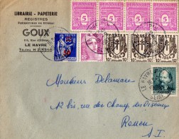 TB 411 - Lettre  Librairie - Papeterie GOUX TB Arc De Triomphe....  OB LE  HAVRE 1953  Pour  ROUEN - 1921-1960: Modern Tijdperk