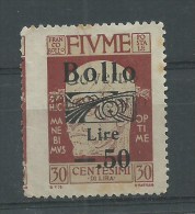 MARCA DA BOLLO/REVENUE  - FIUME - D´ANNUNZIO LIRE 0,50  - VARIETA´ SPOSTAMENTO DENTELLATURA - Fiume & Kupa