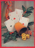 154749 / New Year Nouvel An Neujahr - PLAYING CARDS Ace , Dice GAME - Hungary Ungarn Hongrie Ungheria - Speelkaarten