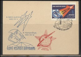 RUSSIA USSR Private Envelope LITHUANIA VILNIUS VNO-klub-054 Space Exploration Vostok-3 Vostok-4 Anniversary - Local & Private