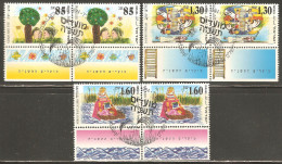 Israel 1994 Mi# 1310-1312 Used - Pairs - With Tabs - Children’s Drawings Of Bible Stories - Oblitérés (avec Tabs)