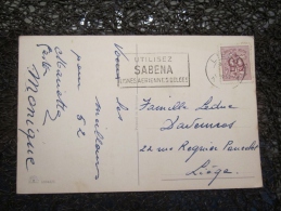 Carte Postale Fantaisie Flamme Belge Lignes Aerienne Belges Sabena - Werbestempel