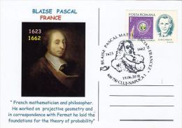 4964- BLAISE PASCAL, MATHEMATICIAN, SPECIAL POSTCARD, 2008, ROMANIA - Informatique