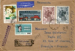 X / ENVELOPPE Lettre Avec CàD RECOMMANDEE GORZOW POLSKA POLOGNE 1963 TAMPONS POLSKI SWIAZEC FILATELISTOW / 5 TIMBRES - Lettres & Documents