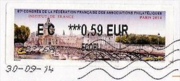 France (2014) - PARIS : 87e Congrès Fédération Française Asso Philatéliques. Institut De France. Pont Sur La Seine. LISA - 2010-... Illustrated Franking Labels