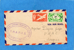 MARCOPHILIE- OCEANIE FSE-Lettre 1ère Liaison Aérienne-PAPEETE-NOUMEA- NOV 1947- - Covers & Documents