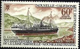 NEW CALEDONIA 60 FRANCS MARSEILL-NOUMEA VIA PANAMA 50TH ANIVERSARY SHIP SET OF 1 MLH 1973 SG516 READ DESCRIPTION !! - Unused Stamps