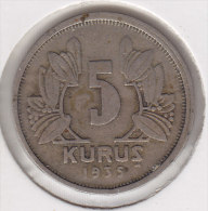 @Y@    Turkije   5  Kurus  1935        (2727) - Turquie