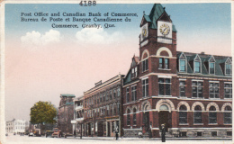 Granby Québec Canada - 1910-20 - Bureau Poste & Banque - Post Office & Bank - Animated - Pub. By Ed. Peltier - 2 Scans - Granby