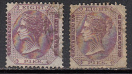 Eight Pies Shade Variety, British India 1860, QV Used, No Watermark - 1858-79 Crown Colony