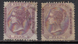 Eight Pies Shade Variety, British India 1860, QV Used, No Watermark - 1858-79 Compagnie Des Indes & Gouvernement De La Reine