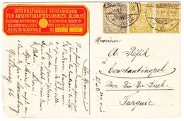 Luxemburg 7.10.1912 Mi.#85, 86 (Senkr. Paar) Auf AK Nach Constantinopel - Sonstige & Ohne Zuordnung