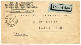 REUNION LETTRE PAR AVION DEPART SAINT-PIERRE 27-4-46 REUNION POUR LA FRANCE - Cartas & Documentos