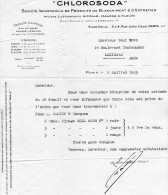 DOCUMENT COMMERCIAL SOCIETE INDUSTRIELLE De PRODUITS De BLANCHIMENT & D'ENTRETIEN CHLOROSODA  Paris/Lézignan 1925 F - Drogisterij & Parfum