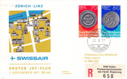 Vaduz Zurich Linz 1977 - Erstflug 1er Vol First Flight - Swissair - Eerste Vluchten