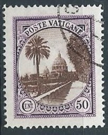 1933 VATICANO USATO GIARDINI E MEDAGLIONI 50 CENT - VN1 - Gebraucht