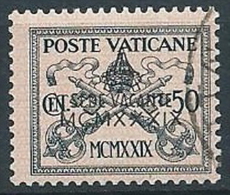 1939 VATICANO USATO SEDE VACANTE 50 CENT - VN1 - Gebraucht