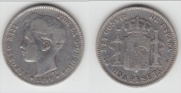 **** ESPAGNE - SPAIN - 1 PESETA 1899 ALFONSO XIII - ARGENT - SILVER **** EN ACHAT IMMEDIAT - First Minting