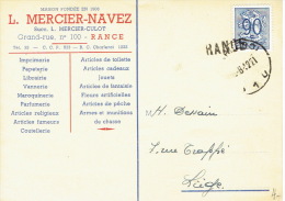 Griffe De RANCE  1952 Sur Carte Publlicitaire L. MERCIER-NAVEZ Imprimerie-papeterie à RANCE - Sello Lineal