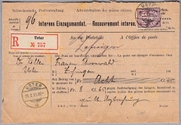 Heimat ZH USTER 1899-01-16 R-Einzugsmandat Nach Zofingen Mit AK-Stempel - Briefe U. Dokumente