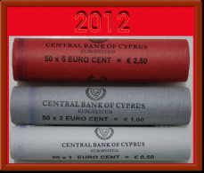 * 3 ROLLS GREECE: CYPRUS  1-2-5 Euro Cents 2012 In Rolls MOUFLONS! · LOW START! · NO RESERVE! - Kilowaar - Munten