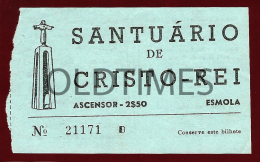 PORTUGAL - ALMADA - SANTUARIO DE CRISTO-REI - BILHETE DE ASCENSOR - 1960 OLD TICKET - Otros & Sin Clasificación