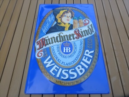 AUTHENTIQUE Et JOLIE TOLE PUBLICITAIRE BIERES WEISSBIER. - Plaques En Tôle (après 1960)