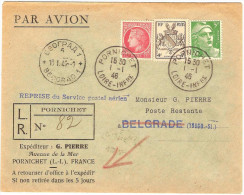 1°  Liaison Reprise Serice Aéien Postal Paris-Belgrade /01/46 - Erst- U. Sonderflugbriefe