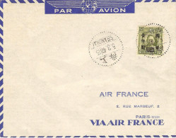 AIR FRANCE Inauguraton De La Ligne (Paris)-Saigon-Shanghai Vol Retour 06/03/47 Enveloppe Spéciale Air France - Premiers Vols