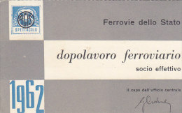 3-3533- Tessera Dopolavoro Ferroviario 1962  - Palermo - Andere & Zonder Classificatie