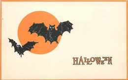 227849-Halloween, Gibson No GIB07-2, Two Bats Flying In Front Of Full Moon - Halloween