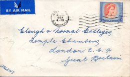 RHODESIE - NYASSALAND. N°10 De 1954 Sur Enveloppe Ayant Circulé. Elizabeth II. - Nyassaland (1907-1953)