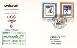 Budapest Zurich 1985 Via Swissair - 1er Vol Erstflug Inaugural Flight - Suisse Ungarn Olymphilex Lausanne - Briefe U. Dokumente