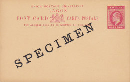 Lagos Postal Stationery Ganzsache Entier 1 P Edward VII. "SPECIMEN" Overprint Mint Card (2 Scans) - Nigeria (...-1960)
