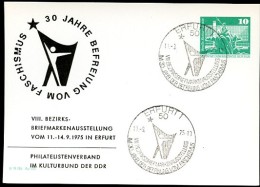 DDR PP16 D2/022 Privat-Postkarte BEFREIUNG VOM FASCHISMUS Erfurt Sost. 1975  NGK 4,00 € - Cartes Postales Privées - Neuves