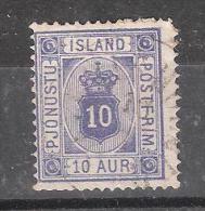 ISLAND / Islande, Service 1876, Yvert N° 6a, 10 A OUTREMER, Dentelé 12 1/ 2, Obl, Cote 100 Euros , TB - Service