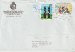 17-San Marino-Storia Postale 2008-Pinocchio + Altro Francobollo Difettoso - Lettres & Documents