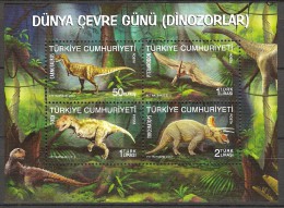 Turkey 2012 MiNr. 3965 - 3968 (Block 88) Türkei Prehistorics Dinosaurus S\sh  MNH** 6,00 € - Unused Stamps