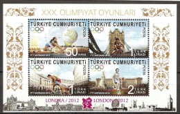 Turkey 2012 MiNr. 3974 - 3977 (Block 89) Türkei Sport LONDON S\sh  MNH** 5,00 € - Ungebraucht