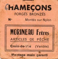 Pochette Ancienne Hameçons Morineau Frères à Croix-de-Vie. - Pesca