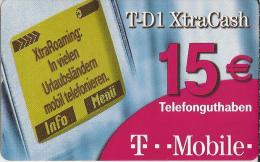 Telefonkarte.- Duitsland.  T-D1 XtraCash. 15 €.  Telefonguthaben. T...Mobile.  2 Scans - GSM, Cartes Prepayées & Recharges