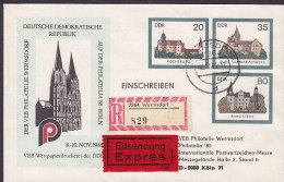 Germany DDR Postal Stationery Ganzsache Einschreiben & Eilsendung EXPRESS Labels WERMSDORF 1985 Philatelia Hamburg '85 - Sobres - Usados