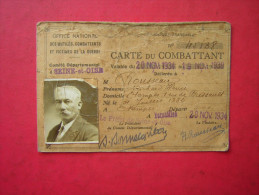 MILITARIA  CARTE DU COMBATTANT   1934 - Frankrijk