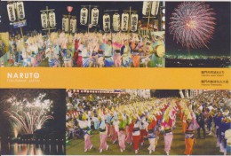 AKJP Japan Postcards Naruto - Awa Odori - Fireworks - Lotus - Peony - Hibiscus Hamabo - Gorgon Plant - Train - Shikoku - Colecciones Y Lotes