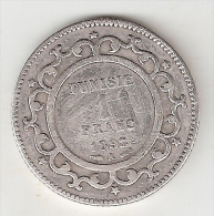 *tunesia  1 Franc 1892 A   Km 224  Vf - Tunesien