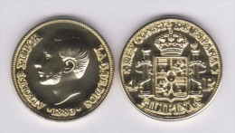ESPAÑA / ALFONSO XII  FILIPINAS (MANILA)  4 PESOS  1.883  ORO  KM#151  SC/UNC  T-DL-11.071 COPY  Esp. - Provincial Currencies