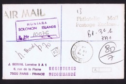 1988  Unfranked Registered Cover To France - Salomonseilanden (...-1978)